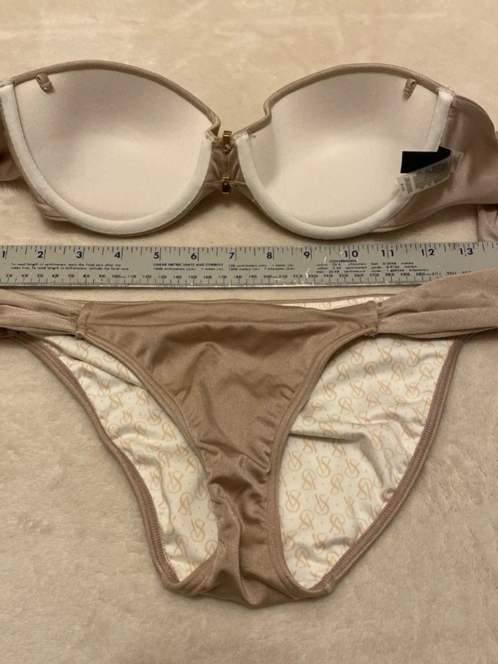 Victoria's Secret Metallic Champagne Bandeau Bikini Set - Picture 15 of 16